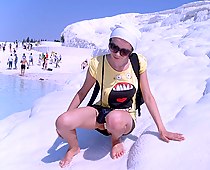 Pamukkale girl showing up skirts